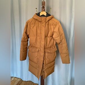 Everlane Renew Long Puffer Coat Jacket with Hood Chestnut XS